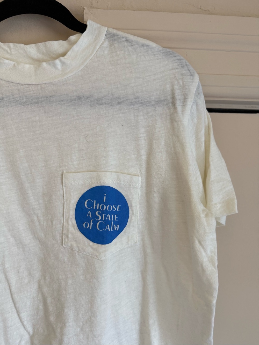 ban.do White Tee with Blue Pocket Graphic